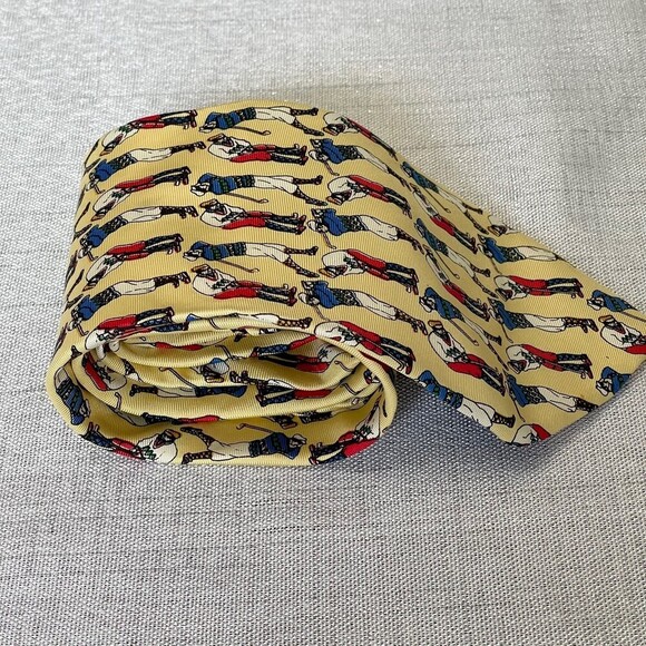 Vintage 80s Necktie Golf Themed Silk Tie Men's Van Heusen - Picture 9 of 9